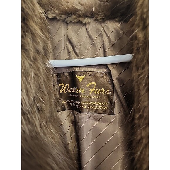 Westren Furs Long Haired BEAVER fur jacket Women's M/L dark brown - Picture 3 of 7